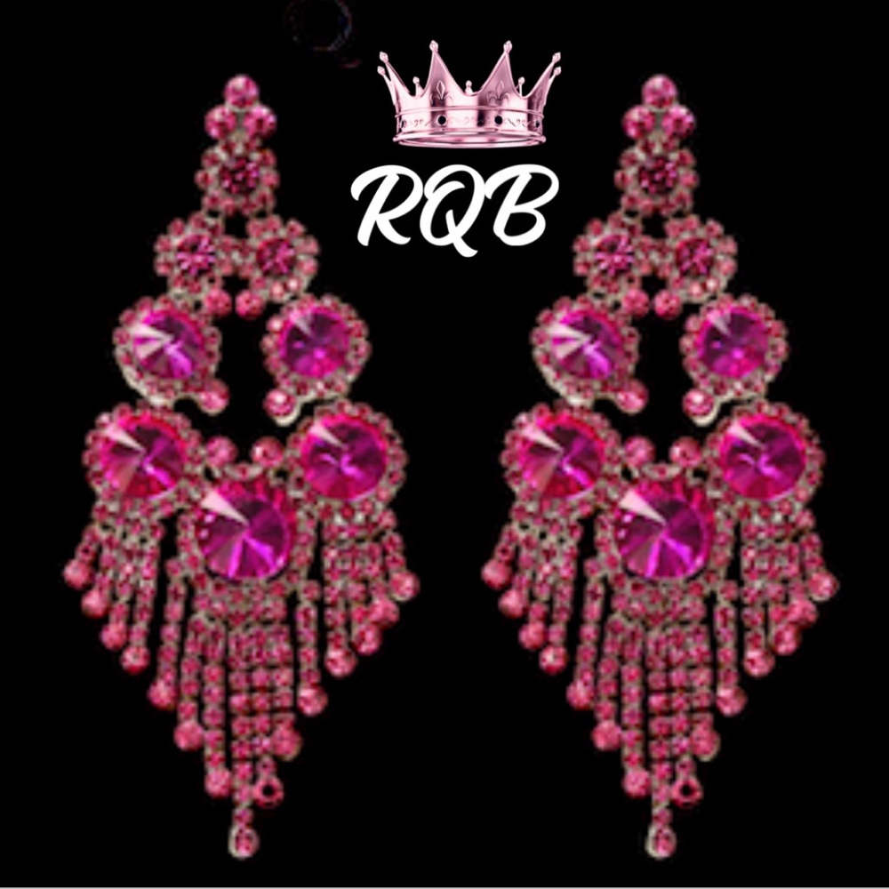 Pageant Earrings Long Fuchsia